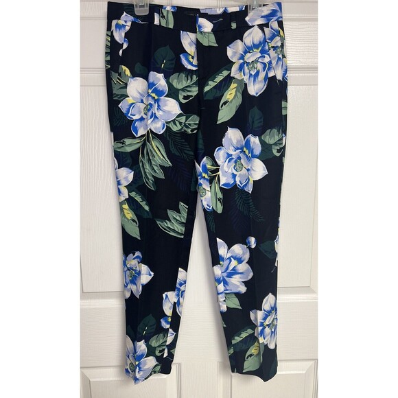 Banana Republic Avery-Fit Floral Pants Rayon Linen Black Inseam 26 Size 0 Career - Picture 3 of 9